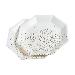 SET 6 ASSIETTES CARTON OCTOGONE D.23CM CONFETTIS OR