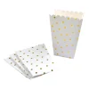 SET 4 BOITES A POP CORN POIS OR H.20CM CONFETTIS OR