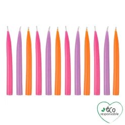 SET 12 BOUGIES ANNIVERSAIRE CIRE ABEILLE H.9CM ROSE ORANGE