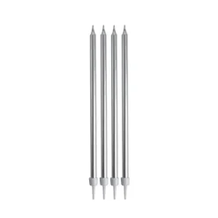 SET 16 BOUGIES ANNIVERSAIRE LONGUES H.14.5CM ARGENT