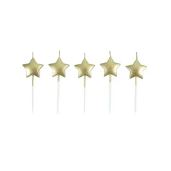 SET 5 BOUGIES FORME ETOILE 3D PIC PLASTIQUE 3CM OR