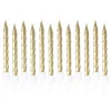 SET 12 BOUGIES METALLIQUES OR AVEC SUPPORT H.6CM
