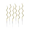 SET 12 BOUGIES SPIRALES AVEC SUPPORT H.12.5CM OR