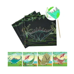 SET 4 CARTES A GRATTER 20X20CM DINOSAURES