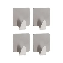 SET 4 CROCHETS ACIER INOXYDABLE 3M CARRE CHROME