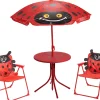SET JARDIN ENFANT 2 CHAISES 1 TABLE 1 PARASOL COCCINELLE