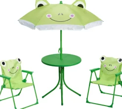 SET JARDIN ENFANT 2 CHAISES 1 TABLE 1 PARASOL GRENOUILLE