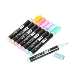 SET 8 MARQUEURS ACRYLIQUES POINTE 3MM COLORIS PASTELS