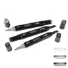 SET 3 MARQUEURS DOUBLE POINTE GRIS