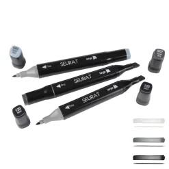 SET 3 MARQUEURS DOUBLE POINTE GRIS