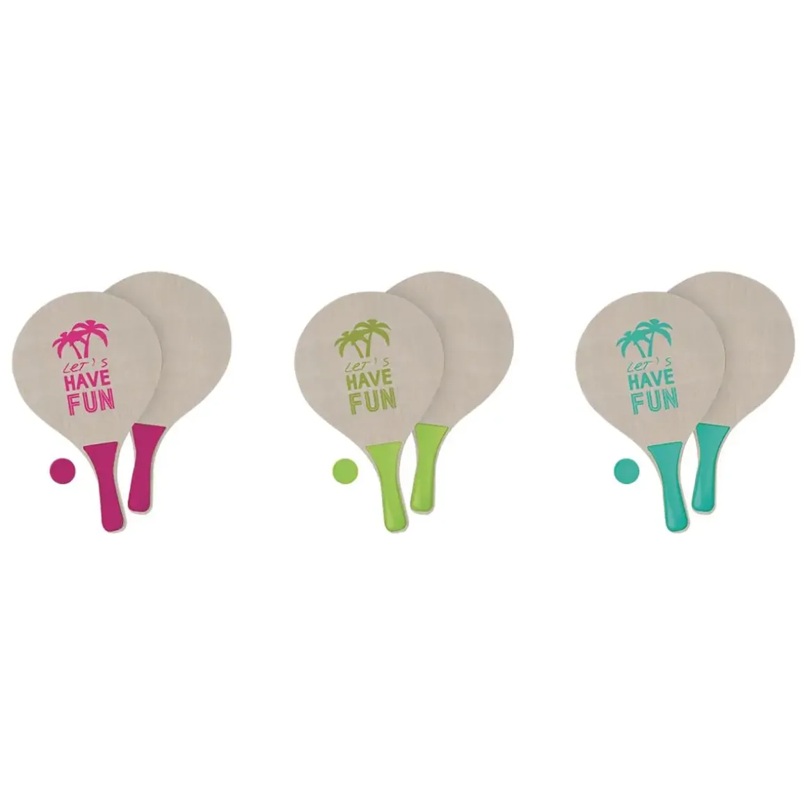 SET 2 RAQUETTES PLAGE BOIS AVEC BALLES