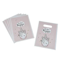 SET 6 SACS A BONBONS PAPIER H.23CM LICORNE
