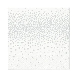 SET 20 SERVIETTES COCKTAIL 3 PLIS 25X25CM CONFETTIS ARGENT