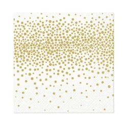 SET 20 SERVIETTES COCKTAIL 3 PLIS 25X25CM CONFETTIS OR