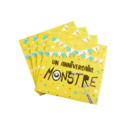 SET 20 SERVIETTES PAPIER 3 PLIS 33X33CM MONSTRES