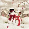 SET 20 SERVIETTES 3 PLIS 33X33CM COUPLE BONHOMMES DE NEIGE