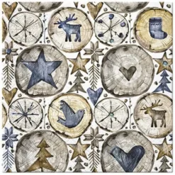 SET 20 SERVIETTES 3 PLIS 33X33CM DECO SUR BOIS
