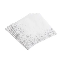 SET 20 SERVIETTES 3 PLIS 33X33CM ETOILE ARGENT