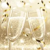 SET 20 SERVIETTES 3 PLIS 33X33CM FLUTES DE CHAMPAGNE OR