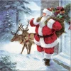 SET 20 SERVIETTES 3 PLIS 33X33CM PERE NOEL ET SES RENNES