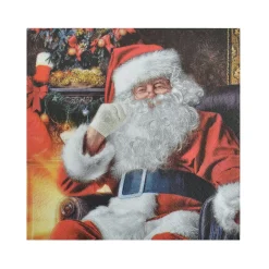 SET 20 SERVIETTES 3 PLIS 33X33CM PERE NOEL DANS SON FAUTEUIL