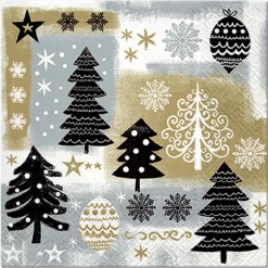 SET 20 SERVIETTES 3 PLIS 33X33CM SAPINS NOIRS