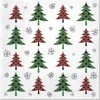 SET 20 SERVIETTES 3 PLIS 33X33CM SAPINS VERTS ET ROUGES