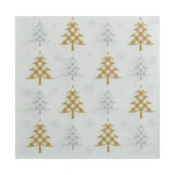 SET 20 SERVIETTES 3 PLIS 33X33CM SAPINS OR ET ARGENT