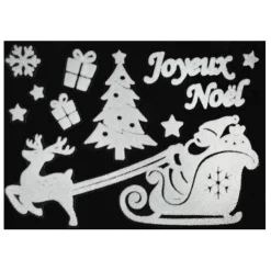 STICKER PERE NOEL BONHOMME DE NEIGE BLANC 29X40CM