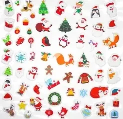 STICKERS 3D CAOUTCHOUC NOEL X64 PIECES