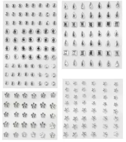 STICKERS STRASS ARGENTES 0.5 A 1CM X203 PIECES