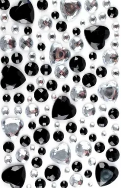 STICKERS STRASS COEUR NOIR CRISTAL 0.5 A 2 CM X 106 PCS