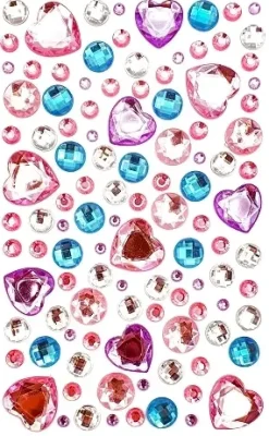 STICKERS STRASS CRISTAL COEURS COULEURS PASTEL X109 PIECES