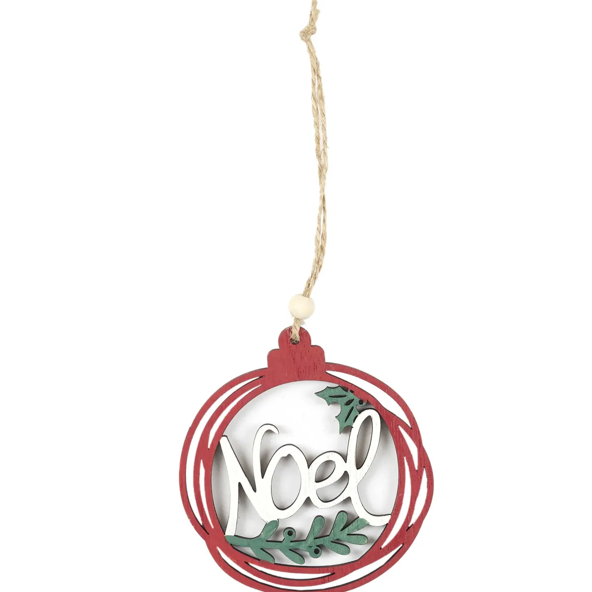 SUSPENSION AJOUREE NOEL BOIS ROUGE ET VERT