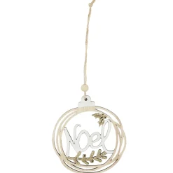 SUSPENSION AJOUREE NOEL BOIS ET BLANC