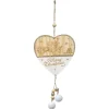 SUSPENSION BOIS COEUR BLANC POMPON