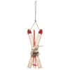 SUSPENSION BOIS SKI ROUGE ET NATUREL 17CM