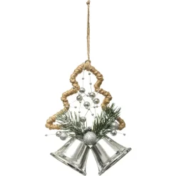 SUSPENSION CLOCHE ARGENT SAPIN 13CM