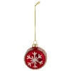 SUSPENSION DE NOEL VERRE MACARON ROUGE 6CM