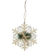 SUSPENSION FLOCON DE NEIGE BOIS 34X18X0.5CM