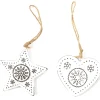 SUSPENSION METAL GRAVE FLOCONS NEIGE 9X8CM