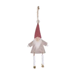 SUSPENSION PERE NOEL CHAPEAU ROSE H.24CM