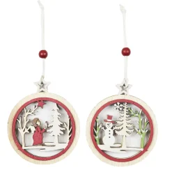 SUSPENSION RONDE CONTOUR ROUGE AVEC SCENE
