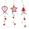 SUSPENSION SAPIN ETOILE ET COEUR ROUGE BLANC ET BOIS