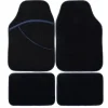 TAPIS AUTO 4 PCS MOQUETTE NOIR LISERET BLEU ELITE