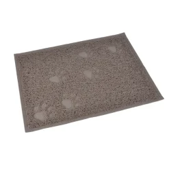 TAPIS RECTANGLE MOTIF PATTES 40X30CM TAUPE