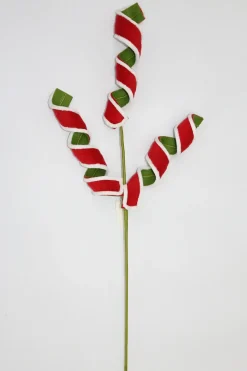 TIGE DECORATIVE TORSADEE VELOURS H.72CM ROUGE VERT