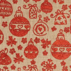 TISSU JUTE BOULE DE NOEL ROUGE PAILLETTE 28X300CM