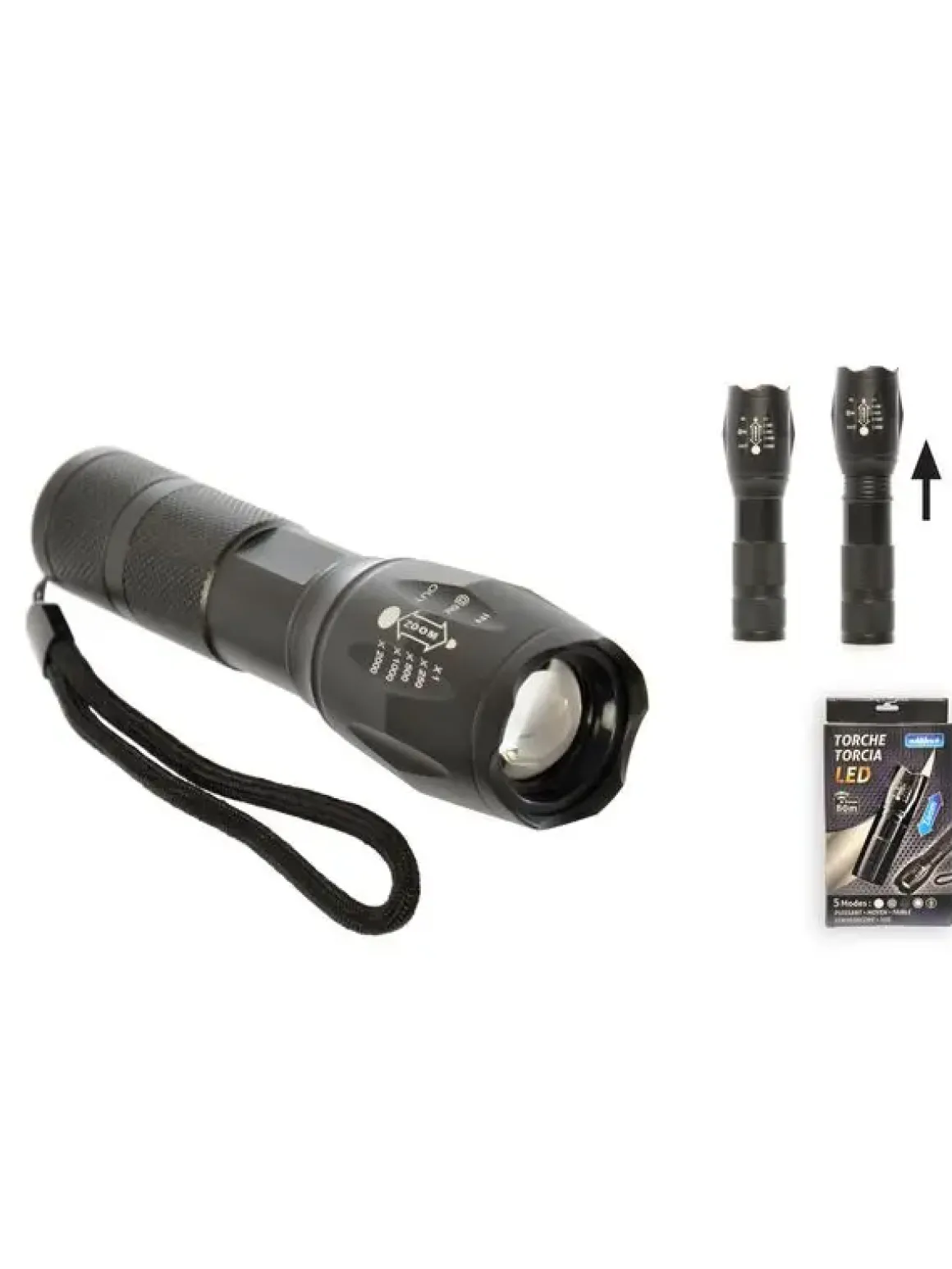 TORCHE ALUMINIUM 5W 5 FONCTIONS WATERPROOF