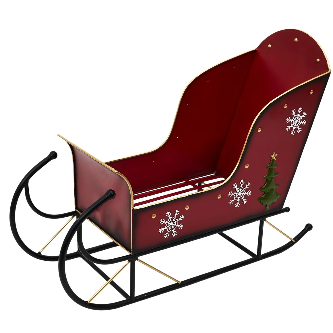 TRAINEAU DE PERE NOEL EN METAL ROUGE